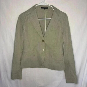Theory Pin striped Tan White Blazer Jacket Size 2